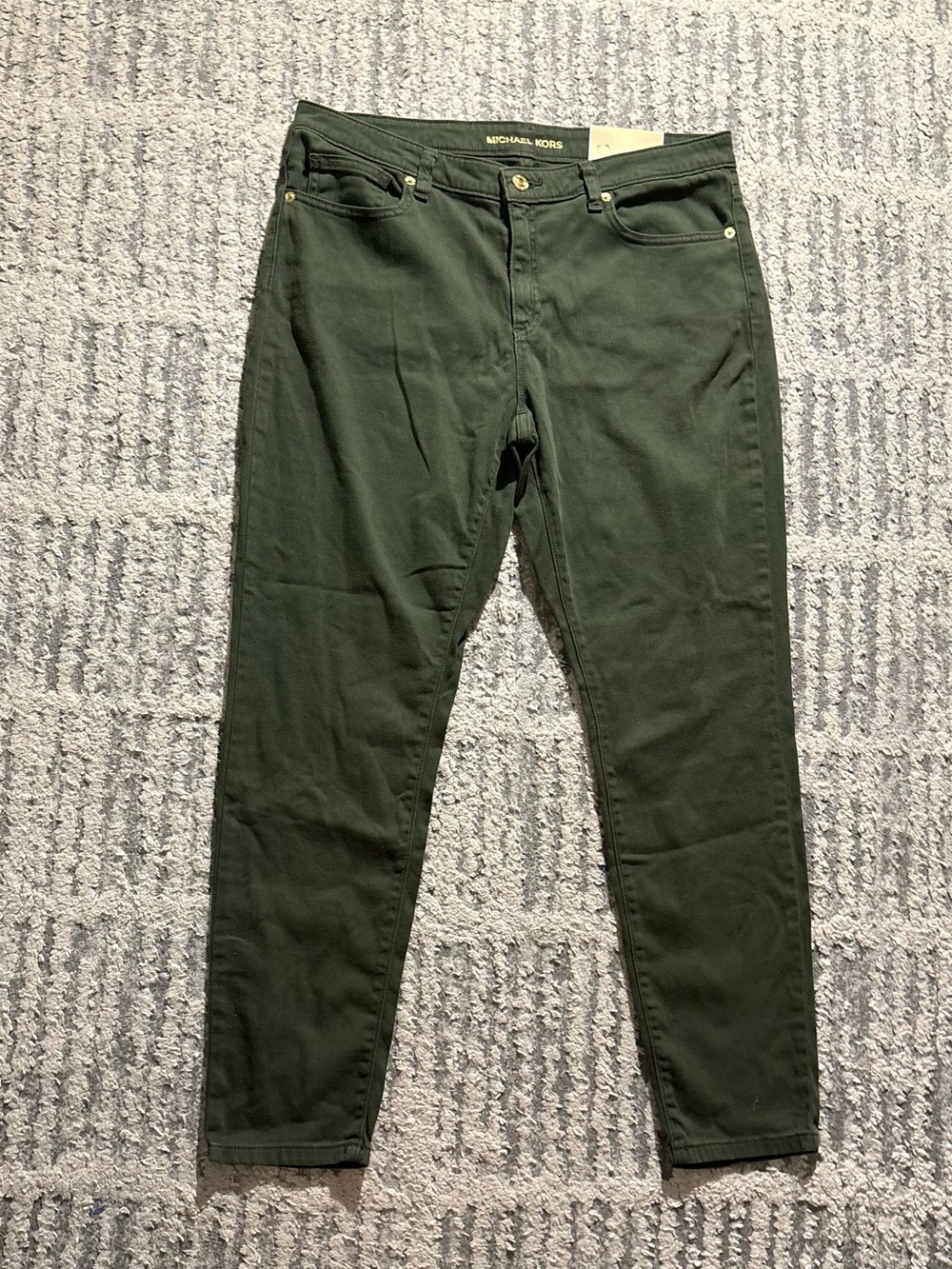 NWT Michael Kors Izzy skinny olive green pants jeans size 14